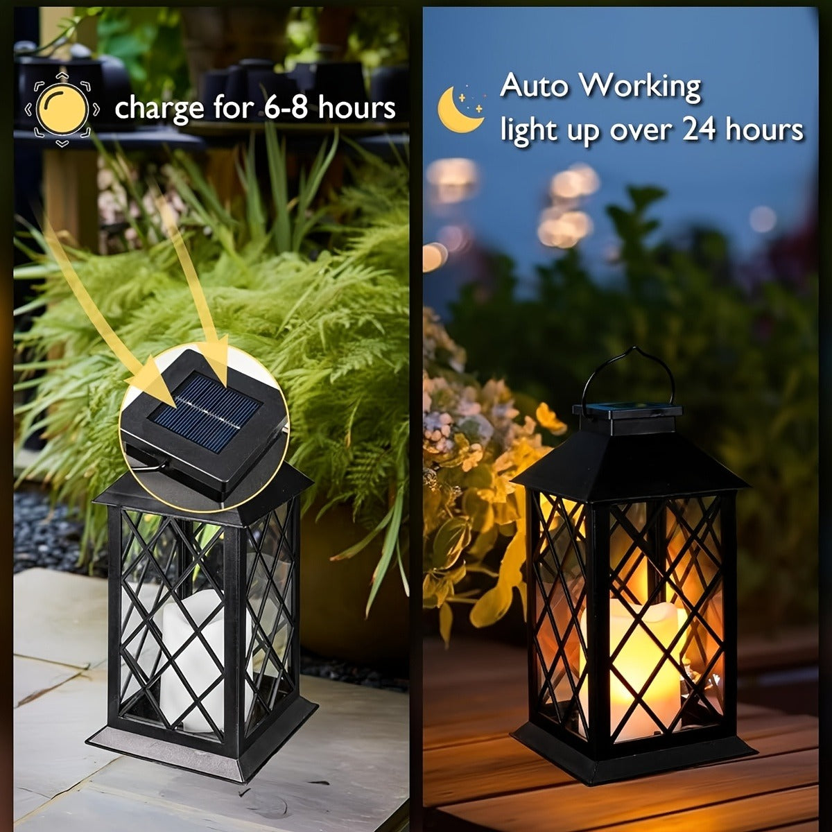 4 Pack Solar Hollow Lanterns Outdoor, Patio Hanging Lanterns With LED Flickering Flameless Candle Lights, Decorative Solar Lantern For Porch, Patio, Yard, Table