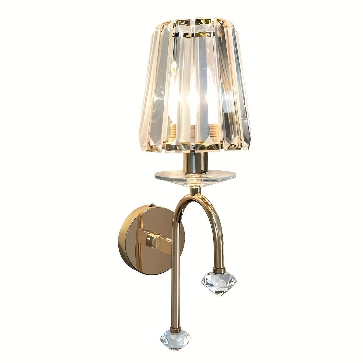 1pc European crystal wall lamp, living room and dining room wall decoration lamp, LED bedside lamp, embedded installation (E14 base, bulb not included)