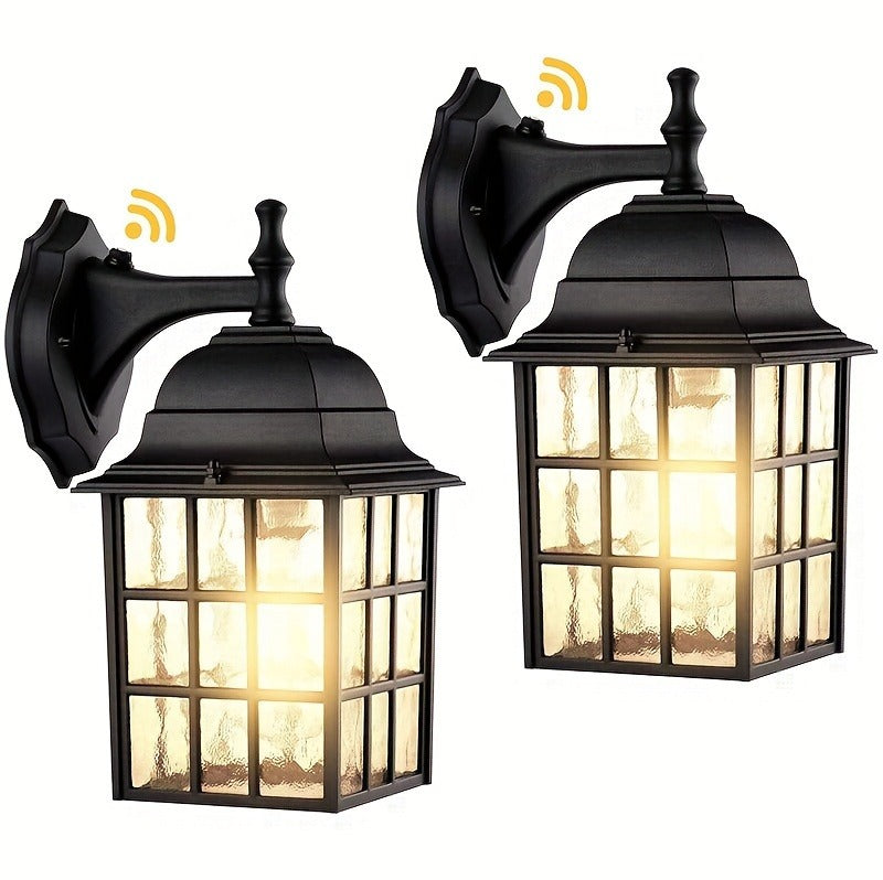 Set of 2 Dusk to Dawn Outdoor Wall Lights, Sensor Outdoor Wall-Mounted Fixtures, Porch Lights, Black Wall Lamps, Wall Lights, Garage Exterior Lighting, Front Door Lights.