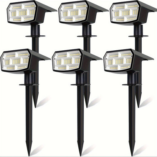 Solar Spot Lights, 6-Pack 59 LED IP65 Outdoor, 3 Lighting Modes, for Garden Pathway Driveway Walkway