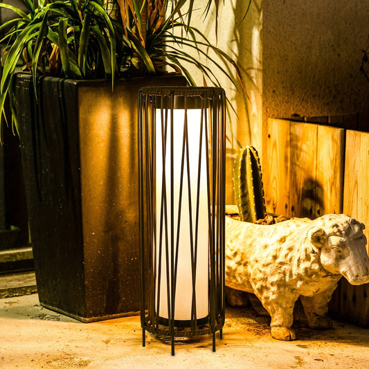 Solar Floor Lamp, Ourdoor Lamps for Patio Rattan Outside Solar Lamp Decor for Porch, Yard, Garden, Deck, Lawn