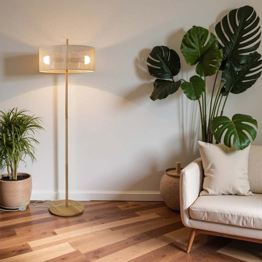 Ideal for Office Furnishings, This Classic Modern Floor Lamp Features an Upward Lighting Design Perfect for Creating a Cozy Atmosphere in Living Rooms, Bedrooms, And Office Spaces. The Floor Lamp Is Made of Oak And Natural Materials.