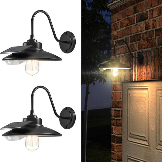 Solar Wall Lights Outdoor with 3 Lighting Modes & Motion Sensor Rustic Vintage Gooseneck Solar Wall Light Decor for Barn Wall Porch Farmhouse