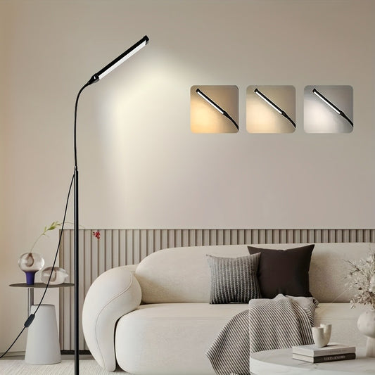 LED living room floor lamp, 3 colors and brightness can be adjusted arbitrarily, with remote control switch and button, tripod support standing lamp, living room dining room bedroom atmosphere light, adjustable reading floor lamp
