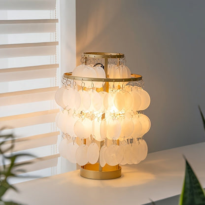 Modern Polished Shell Table Lamp - USB Powered, Natural Texture Design for Bedroom, Showcase, and Balcony Decor