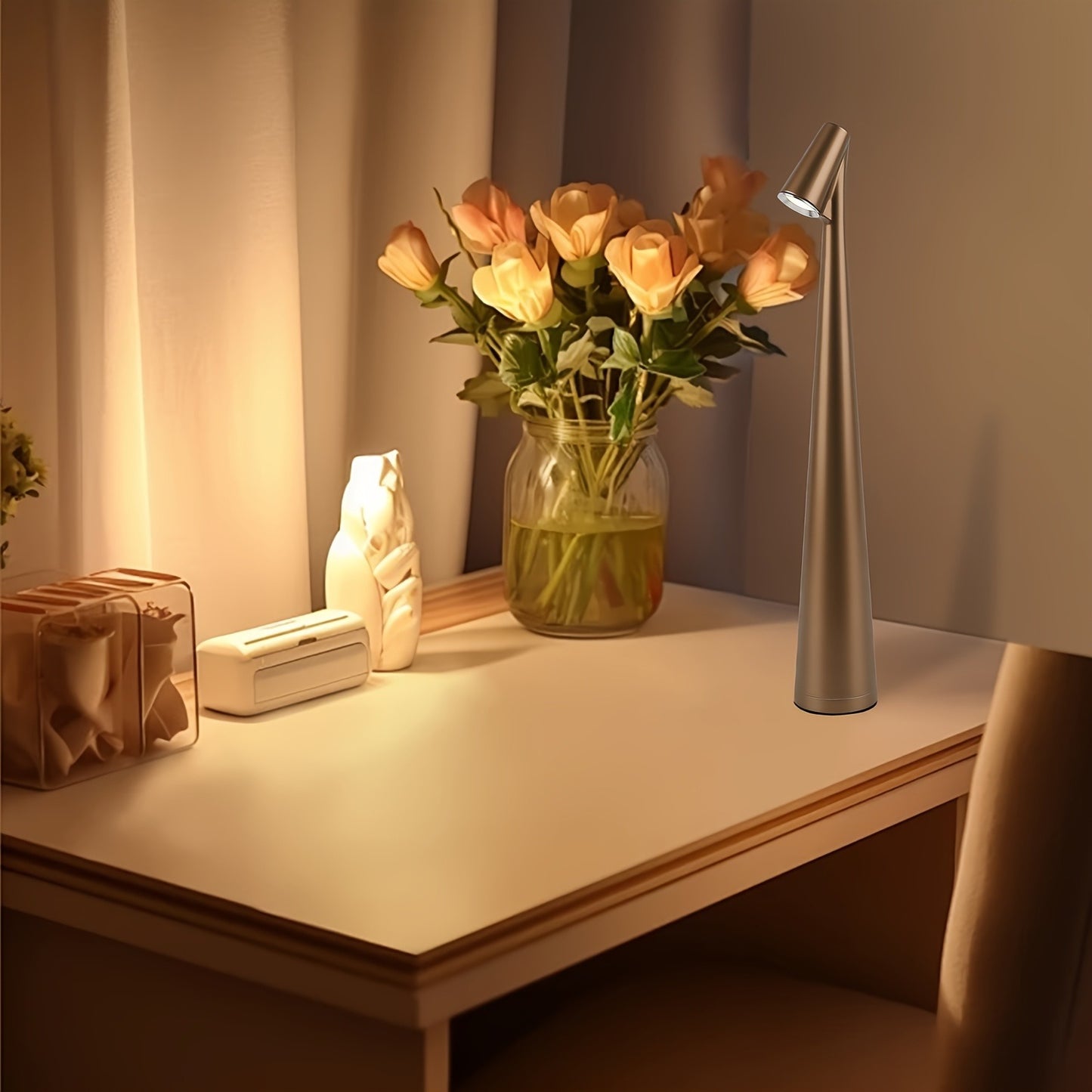 LED Portable High-Foot Table Lamp, Suitable for Bedroom, Desk, Living Room, Office, Reading, Hotel, Decoration.