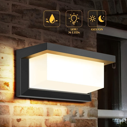 1pc LED Outdoor Wall Light, 18W Wide Voltage Semi-Recessed Installation, Plastic Design for Garden, Porch, Staircase, Parking Lot and Pathway Lighting, Suitable for Front Door, Yard or Garden Illumination, LED Fixture, Patio Lamp