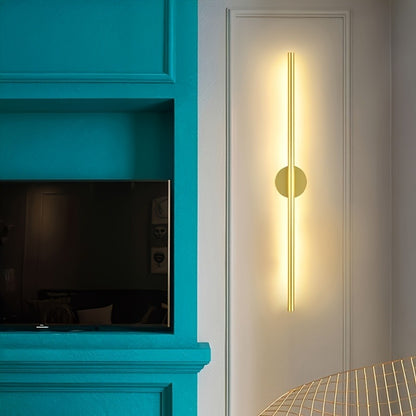 2pcs - Modern LED Long Wall Lamp, Indoor LED Vanity Light with Gold and Black Finish, Warm White 3000K, Semi-Recessed Detachable Metal Shade, Wired for Bedroom, Living Room, Hallway, Stairs; Compatible with 85V-265V