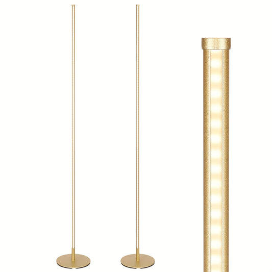 Floor Lamp Set Of 2 Pack, 57.5" Minimalist LED Corner Floor Lamp, Modern Dimmable Mood Lighting, Standing Tall Floor Lamp for Living Room, Bedroom, Office, 3000K Warm White Light, Golden