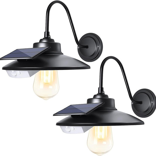 Solar Wall Lights Outdoor with 3 Lighting Modes & Motion Sensor Rustic Vintage Gooseneck Solar Wall Light Decor for Barn Wall Porch Farmhouse