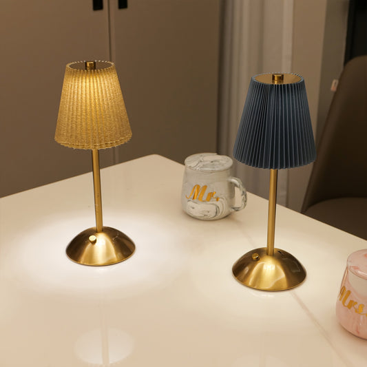 [Modern Desk Lamp] 1pc Nordic Wrought Iron Desk Lamp | Three-color Stepless Dimming, High-legged Pleated, Modern Simplicity, Suitable for Bedroom/Bedside/Restaurant/Bar/Outdoor Party/Camping/Coffee Shop