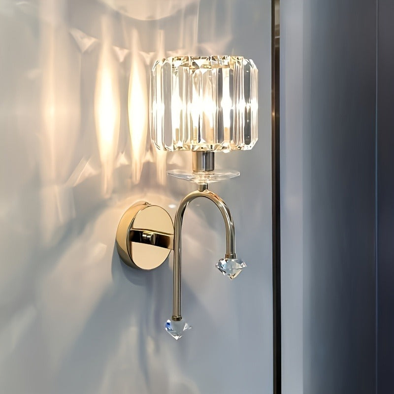 1pc European crystal wall lamp, living room and dining room wall decoration lamp, LED bedside lamp, embedded installation (E14 base, bulb not included)