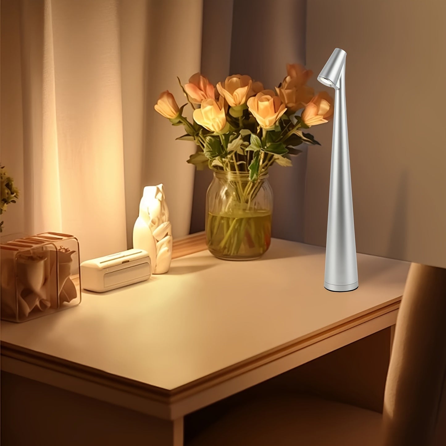 LED Portable High-Foot Table Lamp, Suitable for Bedroom, Desk, Living Room, Office, Reading, Hotel, Decoration.