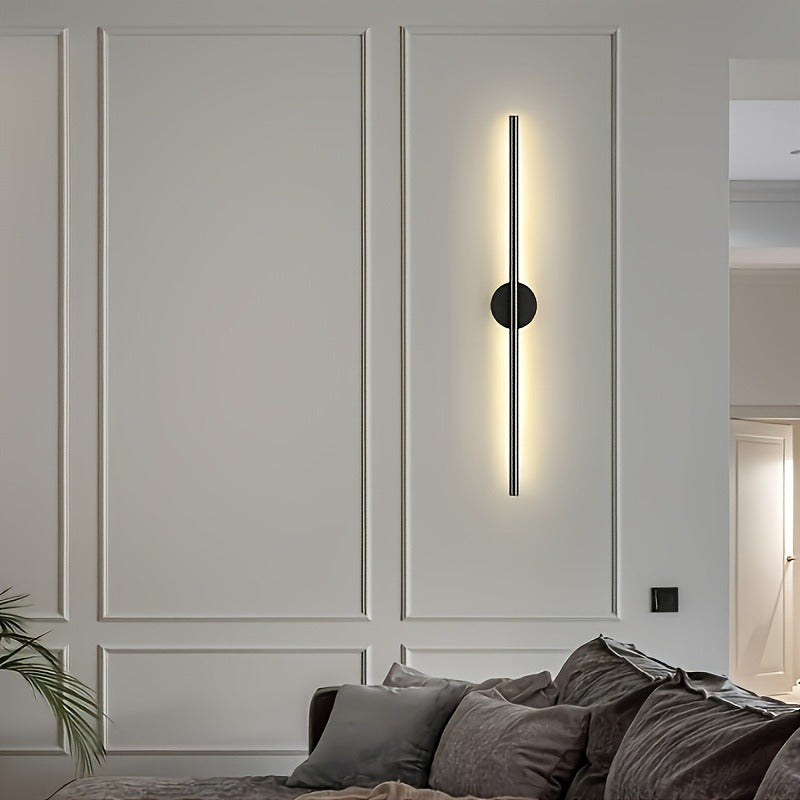 2pcs - Modern LED Long Wall Lamp, Indoor LED Vanity Light with Gold and Black Finish, Warm White 3000K, Semi-Recessed Detachable Metal Shade, Wired for Bedroom, Living Room, Hallway, Stairs; Compatible with 85V-265V