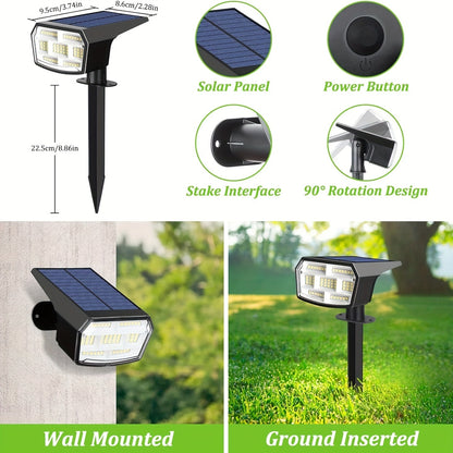 Solar Spot Lights, 6-Pack 59 LED IP65 Outdoor, 3 Lighting Modes, for Garden Pathway Driveway Walkway