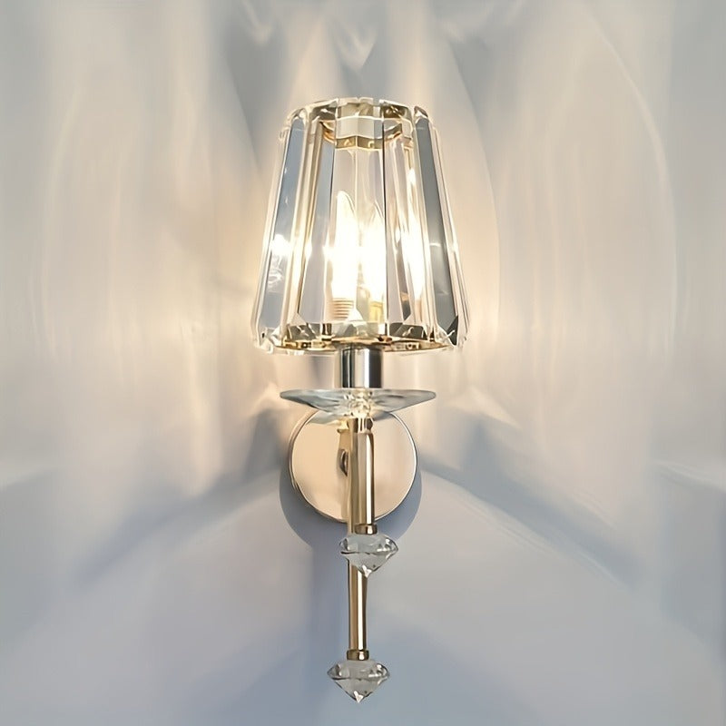 1pc European crystal wall lamp, living room and dining room wall decoration lamp, LED bedside lamp, embedded installation (E14 base, bulb not included)