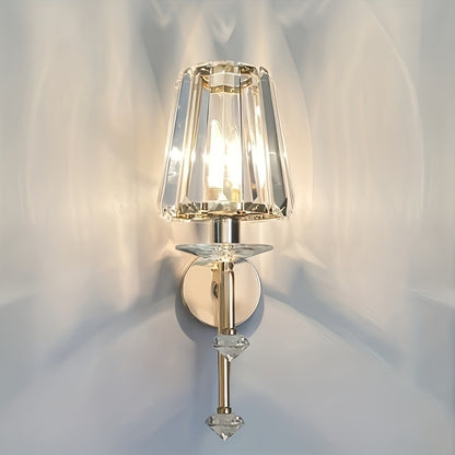 1pc European crystal wall lamp, living room and dining room wall decoration lamp, LED bedside lamp, embedded installation (E14 base, bulb not included)