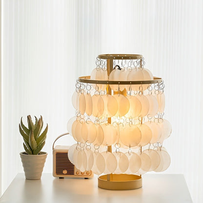 Modern Polished Shell Table Lamp - USB Powered, Natural Texture Design for Bedroom, Showcase, and Balcony Decor