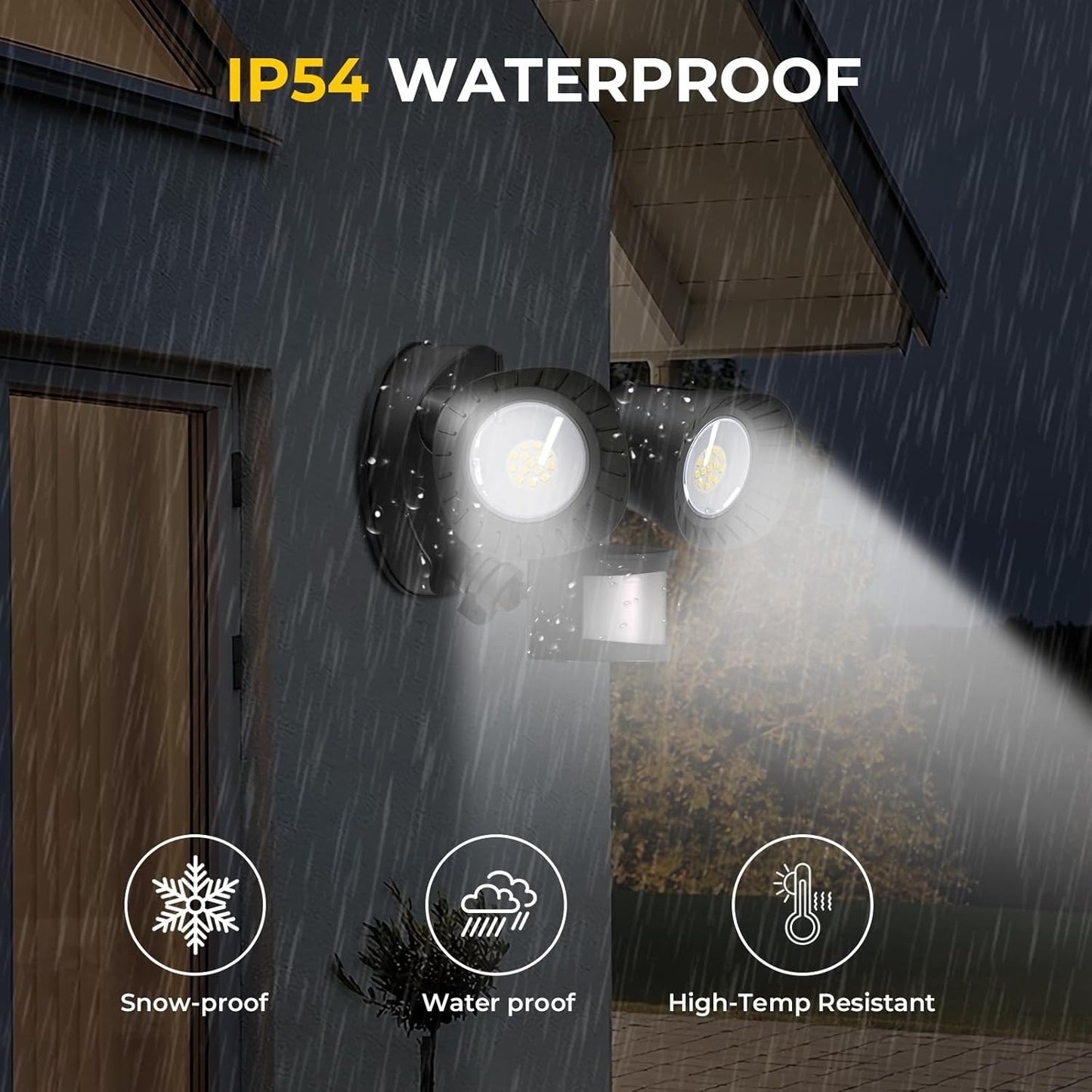 24W LED Motion Sensor Flood Light, 5000K Daylight White, 1800LM Bright Security Light,, 3 Detection Modes & 5 Lighting Modes for Garage, Yard, Porch, Outdoor Wall Lighting, Black