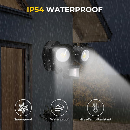 24W LED Motion Sensor Flood Light, 5000K Daylight White, 1800LM Bright Security Light,, 3 Detection Modes & 5 Lighting Modes for Garage, Yard, Porch, Outdoor Wall Lighting, Black