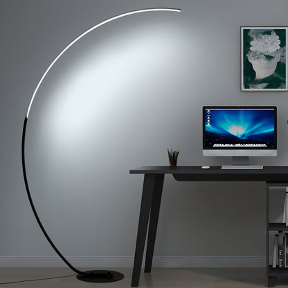 Modern 65 Inch Arched Standing Reading Floor Lamp with Remote - Dimmable Black LED Color Changing Curved Ambient Lighting for Bedroom And Living Room