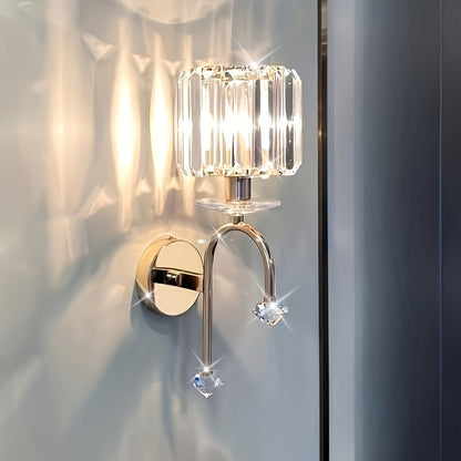 1pc European crystal wall lamp, living room and dining room wall decoration lamp, LED bedside lamp, embedded installation (E14 base, bulb not included)