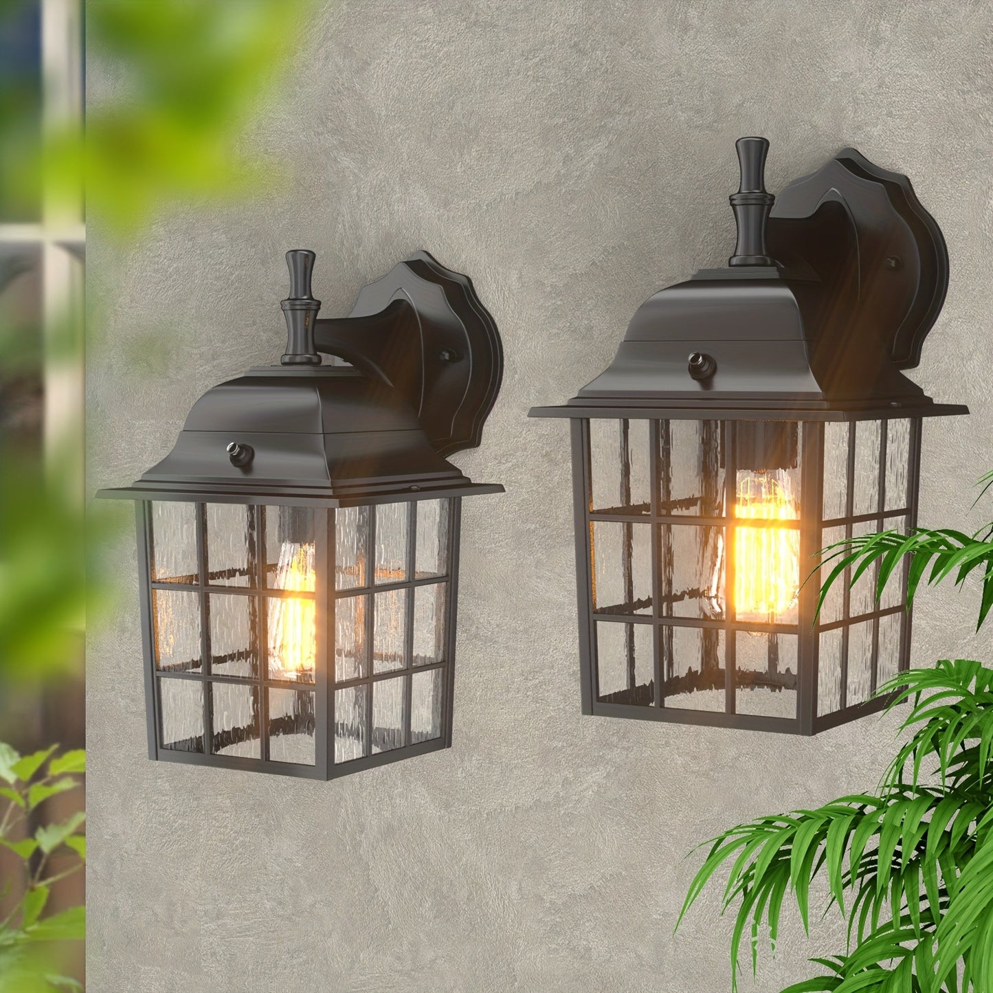 Set of 2 Dusk to Dawn Outdoor Wall Lights, Sensor Outdoor Wall-Mounted Fixtures, Porch Lights, Black Wall Lamps, Wall Lights, Garage Exterior Lighting, Front Door Lights.
