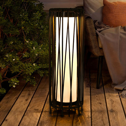 Solar Floor Lamp, Ourdoor Lamps for Patio Rattan Outside Solar Lamp Decor for Porch, Yard, Garden, Deck, Lawn