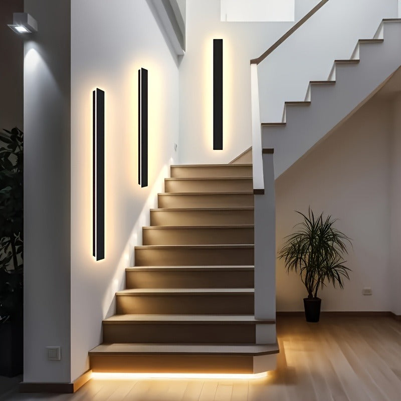 [Modern LED Wall Sconce] Modern LED Wall Sconce with Three-Tone Light | Easy Installation, Warm & Neutral Light for Bar, Hallway, Bedroom, Dining Room, and Store, Semi-Flush Mount with Push Button Control