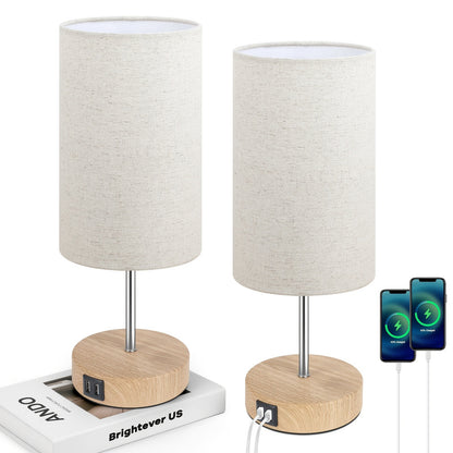 2/1 Pack Bedside Table Lamps for Bedroom with Two USB Ports, Small Lamps for Reading, Bedroom, Living Room, Perfect Gifts, Night Light, E26 Base(Bulbs Not Included)