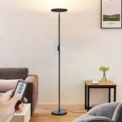 Floor Lamp, 30W/2400LM Sky LED Modern Torchiere 3 Color Temperatures Super Bright-Tall Standing Pole Light With Remote & Touch Control For Living Room, Bed Room, Office (Black)