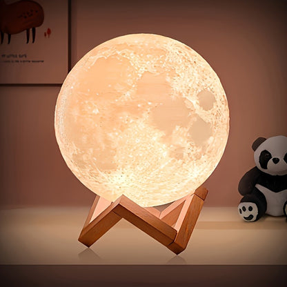 Moon Lamp 128 Colors Moon Night Light LED 3D Printed Moon Lamp 5.9 Inch Table Lamp with Stand and Remote Control USB Plug