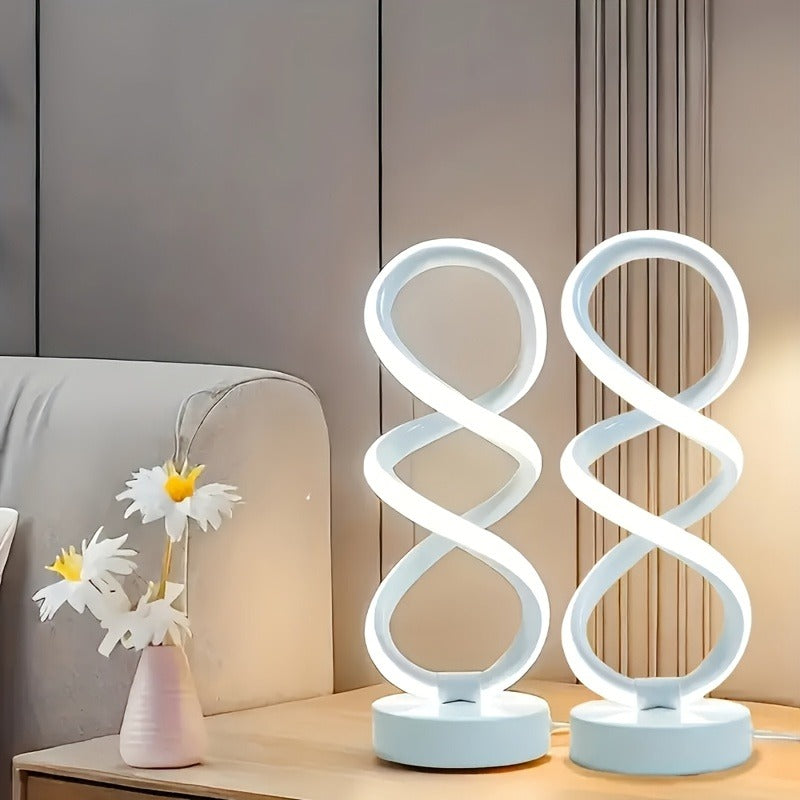 1pc/2pcs Modern Metal Alloy Adjustable Brightness Night Light, USB Powered Table Lamp with Push Button Control, Fantasy Theme for Bedroom, Living Room, Study - No Battery Needed