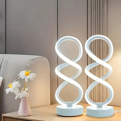 1pc/2pcs Modern Metal Alloy Adjustable Brightness Night Light, USB Powered Table Lamp with Push Button Control, Fantasy Theme for Bedroom, Living Room, Study - No Battery Needed