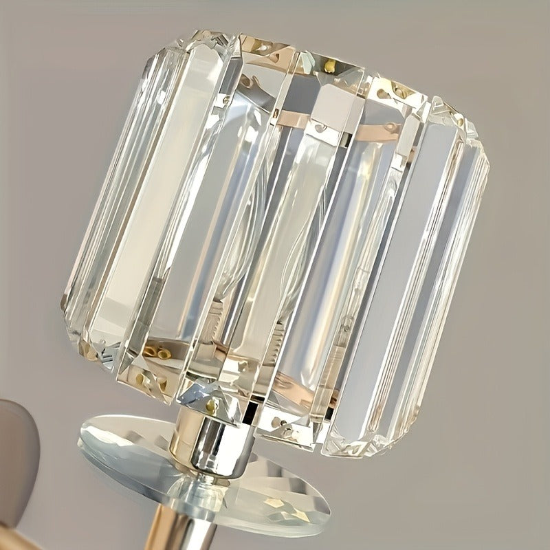 1pc European crystal wall lamp, living room and dining room wall decoration lamp, LED bedside lamp, embedded installation (E14 base, bulb not included)